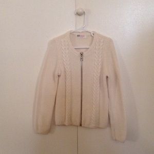 H&M Ivory Zip Cardigan